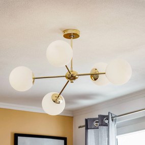 Plafoniera soffitto Dori Euluna, dimmerabile, Ottone / Oro, Soggiorno / Sala da pranzo, Metallo, Plafoniera