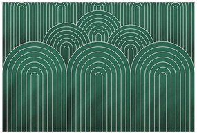 Carta da parati autoadesiva – Motivo arcobaleno Mid-Century verde