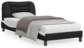 Giroletto Con Testiera Nero E Bianco 90x200 Cm İn Similpelle /