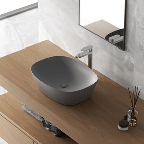 Lavabo D'Appoggio 50x38 Cm "Shelf" Grigio Scuro Opaco