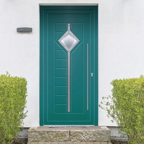 Portoncino d'ingresso Modern2 L 90 x H 210 cm in alluminio blu, apertura spingere a sinistra