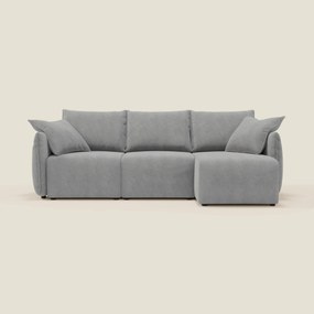 Flexar Divano angolare reversibile con sedute allungabili in bouclé morbido impermeabile T07 grigio