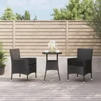 Set Bistr da Giardino 3 pz con Cuscini in Polyrattan Nero 3187416