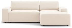 Divano angolare beige allungabile/con contenitore (con penisola a destra/con chaise lounge) con rivestimento in velluto Jodie – Micadoni