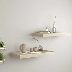 Scaffali A Parete 2 Pz Rovere 50x23x3,8 Cm İn Mdf /