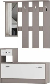 Mobile Ingresso 100 Cm Con Scarpiera Appendiabiti E Specchio Rudolf Tortora