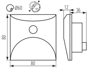 Kanlux 39143 - Lampada LED per gradini con sensore EXIN 2,5W/230V 4000K IP65 antracite, angolare