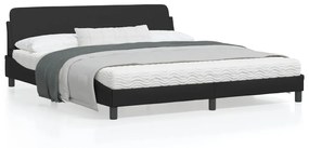 Giroletto Con Testiera Nero 180x200 Cm İn Similpelle /
