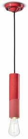 Sospensione Piccola Vintage Decò Pi Ceramica Rosso Corallo 1 Luce E27