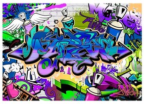 Fotomurale  Graffiti: motivo viola  Colore colorful, Dimensioni e Misure 300x210