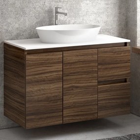 Composizione bagno sospesa 100cm: mobile, specchio e due pensili  TOD-100C - KAMALU