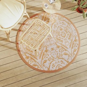 Tappeto Da Esterno Arakıl Arancione E Bianco Ø120 Cm İn Pp /