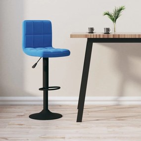 Sgabello Da Bar Blu İn Velluto /