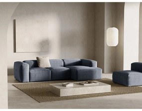 Divano angolare blu polveroso (con penisola a destra/con chaise lounge) con rivestimento in velluto a coste Bergamo – Cosmopolitan Design