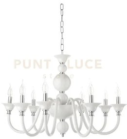 Lampadario tebe 8 luci bianco e cromo attacco e14 d.87cm