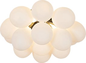 Plafoniera smart nera con vetro opale 4 luci incl. 4 WiFi G9 - Uvas