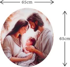 Quadro in vetro temperato D65 cm moderno Bianco - Sacra Famiglia