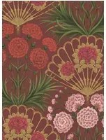 Cole & Son Carta da parati Flamenco Fan - Rose/ Rouge on Crimson
