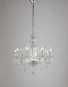 Lampadario cristallo trasparente 8 luci attacco e14 70x135cm