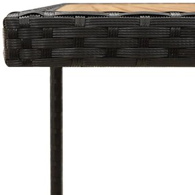 Tavolo giardino nero 109x107x74 cm polyrattan e massello acacia