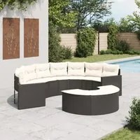 Set Divani da Giardino Semicircolare 2 pz in Polyrattan Nero 3262061