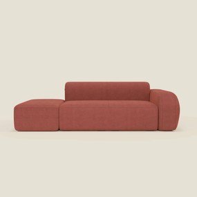 BonBon Divano modulare componibile – Composizione con pouf terminale in tessuto smacchiabile T23 rosso ciliegia