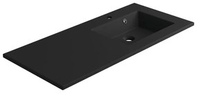 Lavabo a incasso rettangolare vasca a destra Neo L 106 x H 11.2 x P 48.5 cm in composito minerale di resina gelificata nero opaco