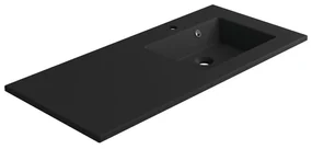 Lavabo integrale rettangolare vasca a destra Neo L 106 x H 11.2 x P 48.5 cm in composito minerale di resina gelificata nero