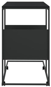 Tavolino con Ruote Nero 55x36x63,5 cm in Legno Multistrato