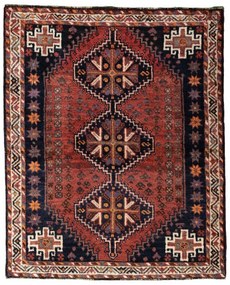 Shiraz Tappeto persiano 130x160 Rosso (Iran) Annodato A Mano