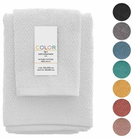 Set asciugamani bagno bianco per viso e ospite in cotone puro Spring