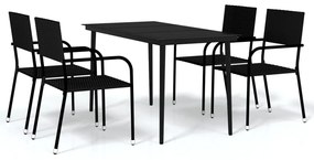 Set mobili da pranzo da giardino 5 pz nero