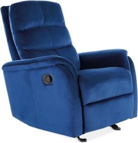 Poltrona reclinabile imbottita Jowisz in velluto blu - H102