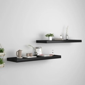 Scaffali A Parete 2 Pz Neri 80x23,5x3,8 Cm İn Mdf /