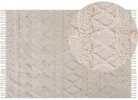 Tappeto minimalista beige in cotone con motivo geometrico 160 x 230 cm