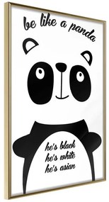 Poster  Tolerant Panda  Cornice Quadri Cornice d'oro, Larghezza x Altezza Home decor 30x45