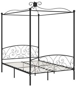 Letto a baldacchino nero in metallo 120x200 cm