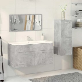 Set mobili da bagno 3 pz grigio cemento in legno multistrato