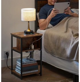 Tavolino con prese elettriche integrate e porte USB ROD marrone/nero