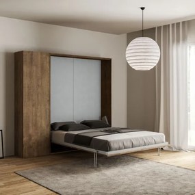 Letto a scomparsa matrimoniale 160 cm con colonna Noce KENTARO