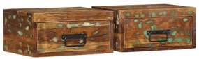 Comodini Da Parete 2pz İn Legno Massello Di Recupero /