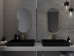 Mexen Loft specchio da bagno ovale 80 x 45 cm, cornice dorata - 9851-080-045-000-50