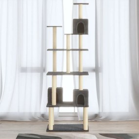 Albero Per Gatti Con Tiragraffi İn Sisal Grigio Scuro 188 Cm /