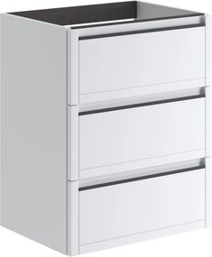 Mobile da bagno sospeso sotto lavabo L 59.5 x H 78 x P 45.5 cm bianco opaco, 3 cassetti Tratto