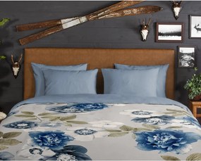 Set lenzuola letto singola in flanella blu-grigio 140x200 cm Gabin - Good Morning