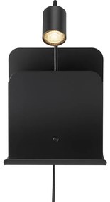 Nordlux - Lampada da parete ROOMI con mensola e USB 1xGU10/8W/230V nero