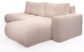 Divano letto angolare imbottito con contenitore a L ALMADA, lato destro, rosa