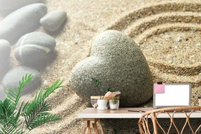 Carta da parati – Pietra Zen a forma di cuore