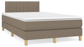 Letto a molle con materasso e led tortora 120x190 cm in tessuto