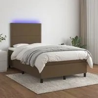 Letto a Molle Materasso e LED Marrone Scuro 120x200 cm Tessuto 3134784